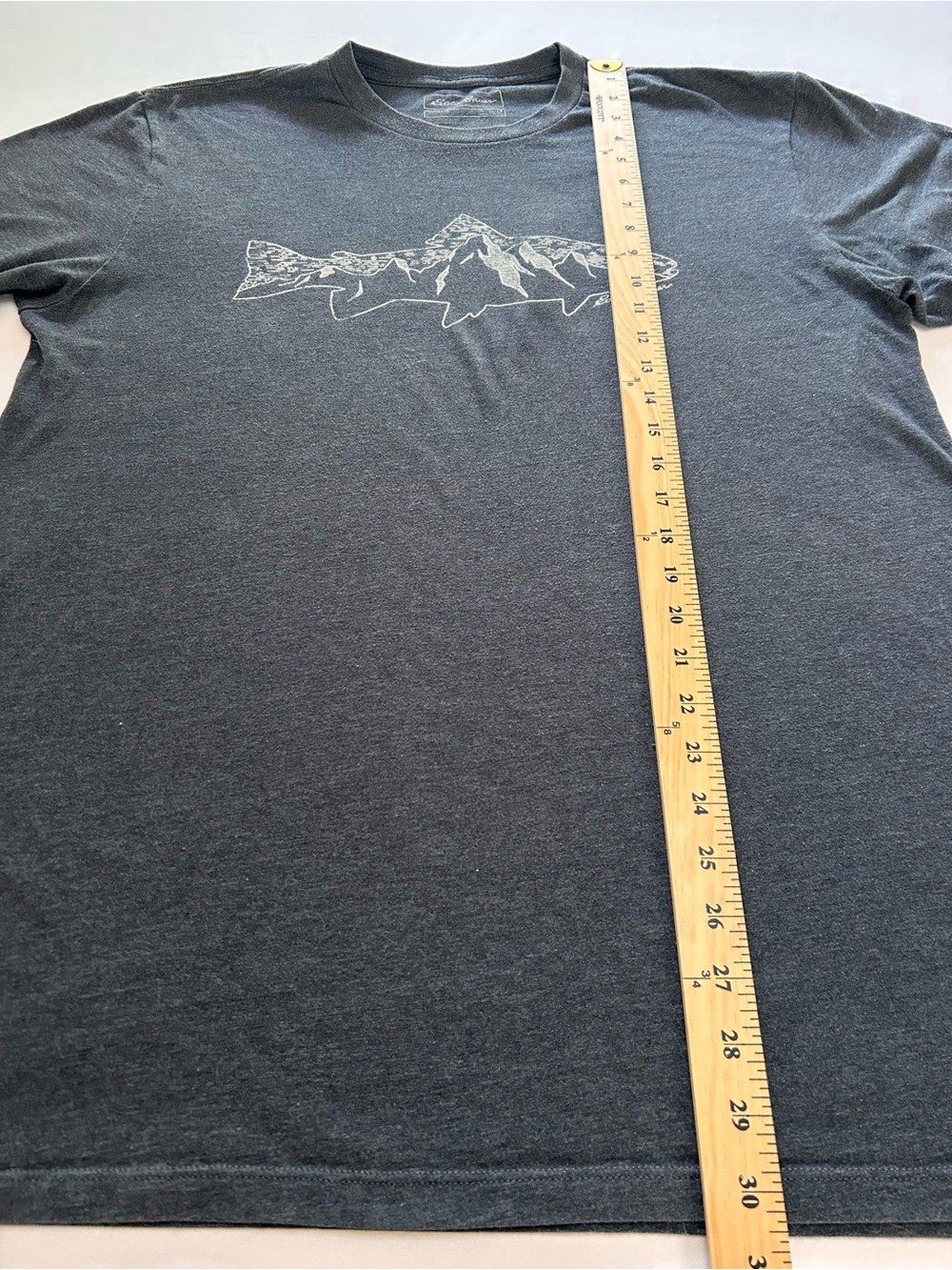 Eddie Bauer Fish Mountain Graphic Tee LT Gray Outdoors Shirt - Picture 5 of 6